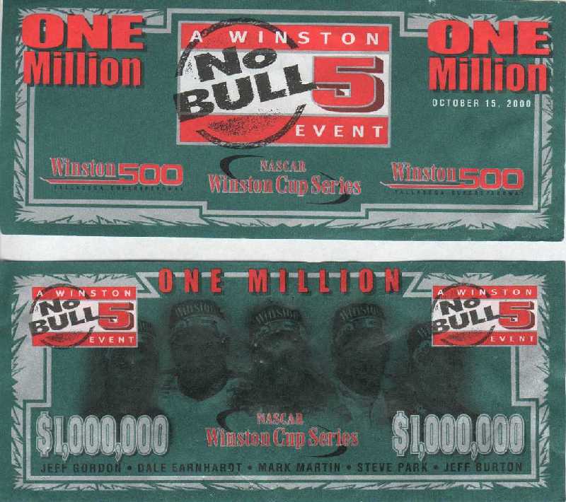 No Bull 5 money from Talladega, 10/15/2000
